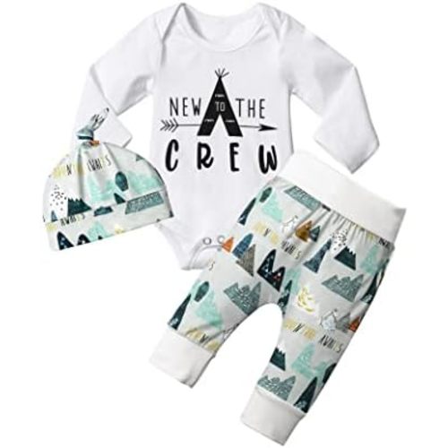 Baby Boy Clothes Tattoo Sleeve Funny Romper Bodysuit+Pants 3PCS Infant Outfits Set