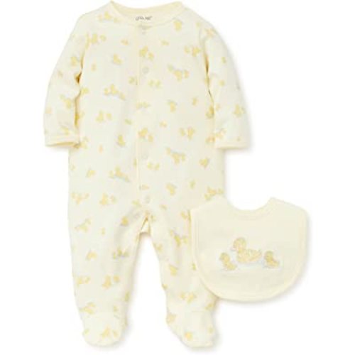 Little Me Baby Girl's 2-Piece Footie and Bib Set