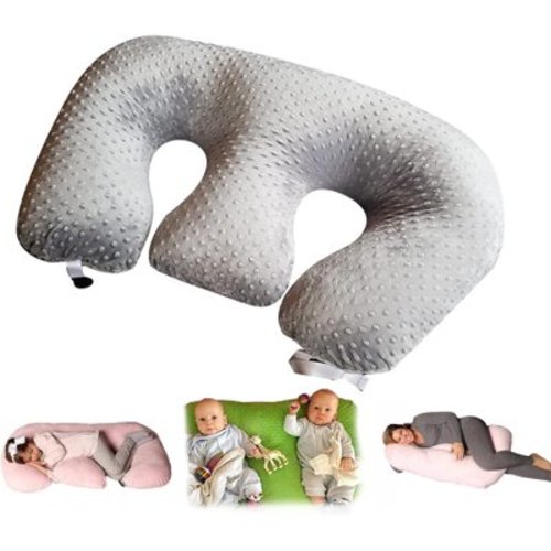 KissDate Twin Multi functional Nursing Pillow, Maternal Breastfeeding Pillow, Machine Washable Cotton Pillow, Grey OK
