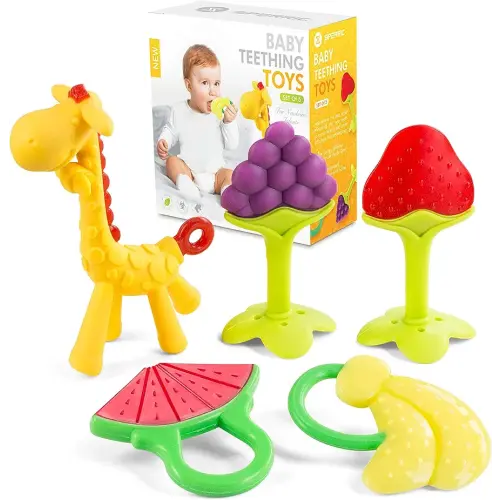 Baby Teething Toys for Newborn (5-Pack) Freezer Safe BPA Free Infant and Toddler Silicone Teethers Soothe Babies Gums, Perfect Baby Gift