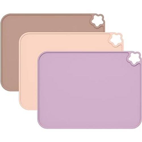 Cutebe Silicone Placemat for Toddles Kids Non-Slip Reusable Portable Kids Placemats for Dinning Table Heat Resistant Placemats, Baby Placemat Stain Resistant Silicone Mat for Dining Table 3 Pack