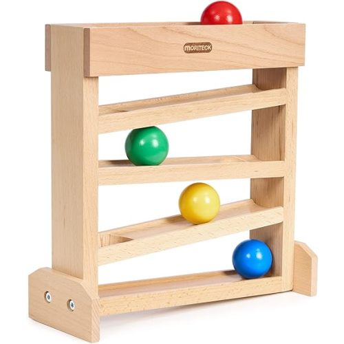 Montessori Ball Drop Toy, Wooden Ball Tracker, Early Developmental Pound A Ball Toys for Toddlers for 1-3 Year Old, Montessori Ball Run Toys, Boys Girls Baby Birthday Gift
