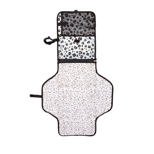 Nuby Portable Baby Changing Pad Station, Quick Wipe Clean Changing Mat with Built-in Pillow, Leopard Print