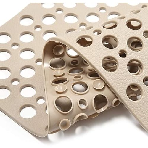 Nonslip Bathtub Mat Extra Soft TPE Bath Mat for Kids, Machine Washable Bathroom Shower Mat, Smooth/Non-Textured Tubs Only, 30L x 17W Inch (Light Brown)