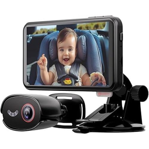 Baby Car Camera with Exit Reminder-5.5" IPS Touchscreen Car Mirror with 1080P Rear Facing,Alerts to Remove Baby/Pet,4x Zoom,Voice Control, Anti-Theft,WiFi,APP,Compatible with All Vehicles–AKEEYO BMC-X