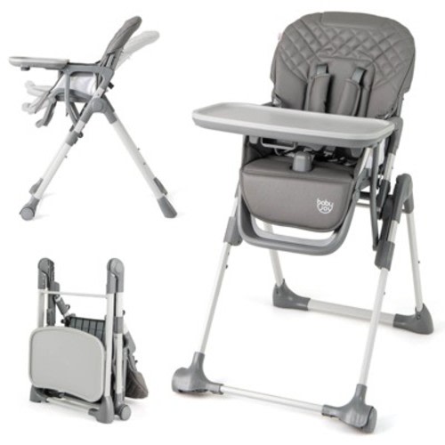 Infans Foldable High Chair for Babies and Toddlers with Footrest Detachable Tray