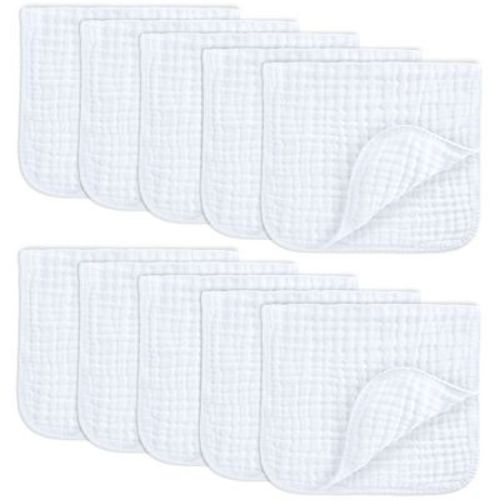 Muslin Burp Cloths Large 100% Cotton By Comfy Cubs (slate, Pack Of 10)