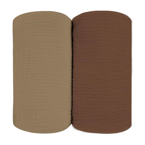 Muslin Swaddle Blankets for Baby, Large 47 x 47 Inches 2 Pack Set - Soft Breathable Cotton Wrap Burping Clothes Receiving Newborn Swaddle Blanket for Girl and Boy Nursery, Coffee + Chocolate