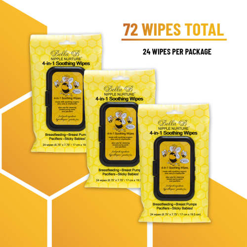 Bella B Nipple Nurture 4-in-1 Soothing Wipes Bundle 24 Count 3 Pack