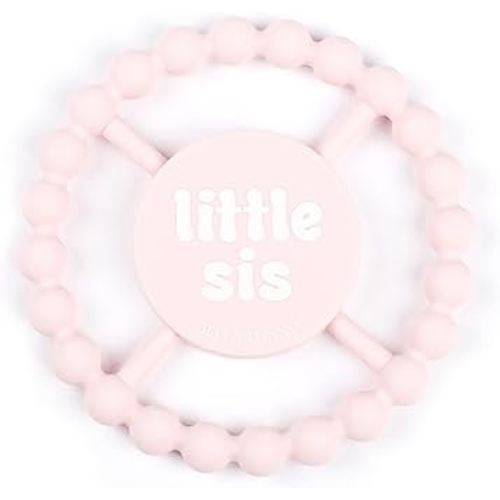Bella Tunno Happy Teether for Girls– Soft & Easy Grip Baby Girl Teether Toy, Silicone Teether Ring to Help Soothe Gums, Non-Toxic and BPA Free, Little Sis