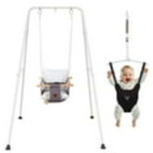 2 in 1 Baby Jumper, Toddler Swing and Bouncer, Indoor Outdoor Baby Swings for Infants, White