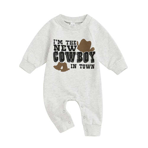 Baby Boy I'm The New Cowboy In Town Western Romper Letter Print Round – August + Willow