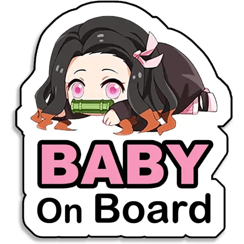 Super Cute Baby Nezuko On Board Reflective Bumper Sticker, Kid Safety Slow Down Sign Sticker Decals for Cars, 1 pc.