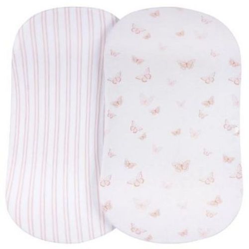 Ely's & Co. Baby Fitted Bassinet Sheet 100% Combed Jersey Cotton Pink For Baby Girl 2 Pack