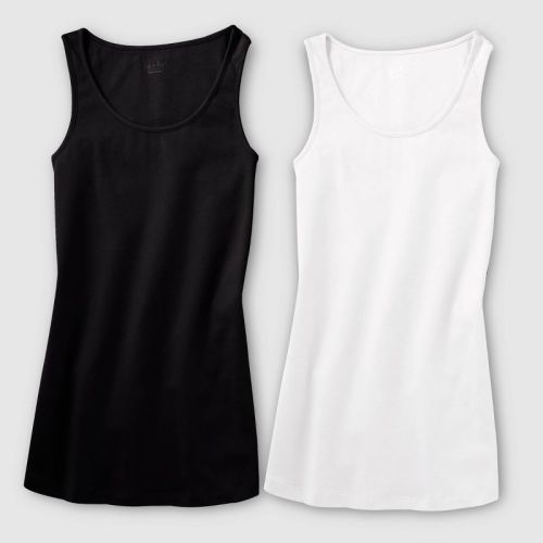 2pk Bundle Maternity Tank Top - Isabel Maternity by Ingrid & Isabel™ Black/White M: Slim Fit, Scoopneck