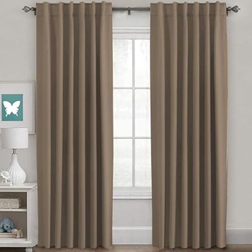 H.VERSAILTEX Blackout Curtains Thermal Insulated Window Treatment Panels Room Darkening Blackout Drapes for Living Room Back Tab/Rod Pocket Bedroom Draperies (2 Panels, Macchiato, 52 x 84 Inch)