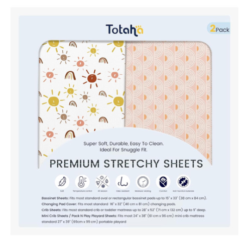Pack N Play Mattress Sheets, 24x38x5, 2 Pack