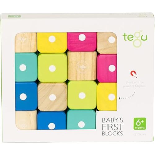 Tegu 15 Piece Magnetic Baby’s First Building Blocks, Tints
