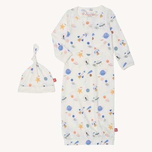 stellar tails modal magnetic cozy sleeper gown + hat set