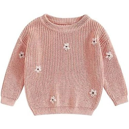 Karwuiio Toddler Baby Girl Boy Knit Sweater Round Neck Long Sleeve Pullover Sweatshirt Fall Winter Clothes