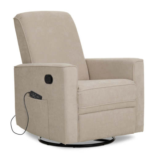 Evolur Raleigh Upholstered Plush Seating Swivel Glider, In-Built Massa — buybuy BABY