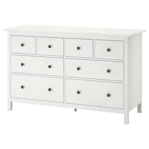 HEMNES 8-drawer dresser, white stain,