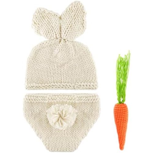 FEPITO Easter Bunny Rabbit Costume Newborn Photography Props Crochet Knit Outfits