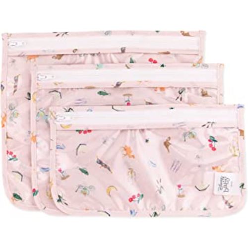 Bumkins Disney Travel Bag, Toiletry, TSA Approved Pouch, Zip Bag, Quart Size Airline Compliant, Clear-Sided, Baby, Diaper Bag Organization, Accessories, Packing, Set of 3 Sizes, Princess Magic Pink