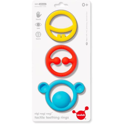 Fat Brain Toys Nigi Nagi and Nogi Teething Rings by MOLUK - Nigi Nagi and Nogi Teething Rings by MOLUK - Primary