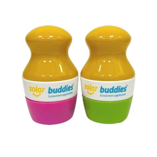 Duo PG Solar Buddies Refillable Roll On Sponge Applicator For Kids, Adults, Families, Travel Size Holds 100ml Travel Friendly for Sunscreen, Suncream and Lotions - Pink, Green