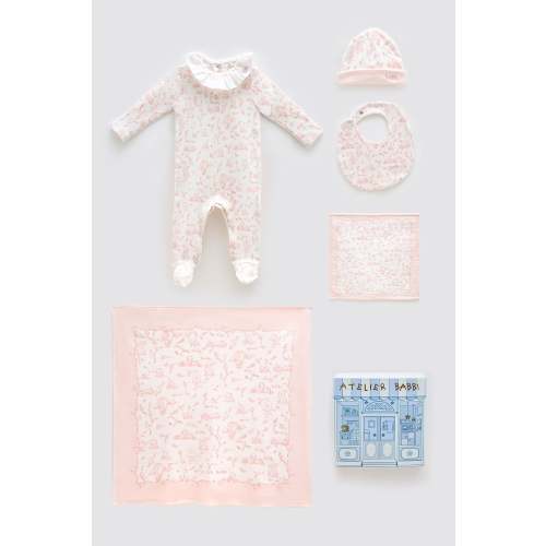 5-Piece Newborn Set | Toile De Jouy-Pink