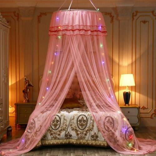 Yaoyar Bed Canopy with Light, Crib Canopy Curtains,Extra Large Dome Mosquito Net Reading Nook Canopy for Kids Boys Twin Full Queen Size Bed,Fire Retardant Fabric