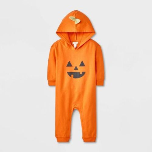 Baby Halloween Pumpkin Hooded Romper - Cat & Jack™ Orange Newborn