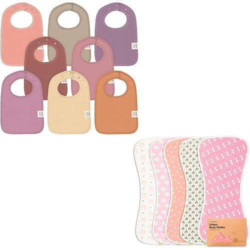 KeaBabies Baby Bibs for Boy, Girl and 5-Pack Burp Cloths Baby Girl, Boy - 8-Pack Drool Bibs for Baby Boy - Large Burping Cloths for Babies - Bibs for Baby Girl