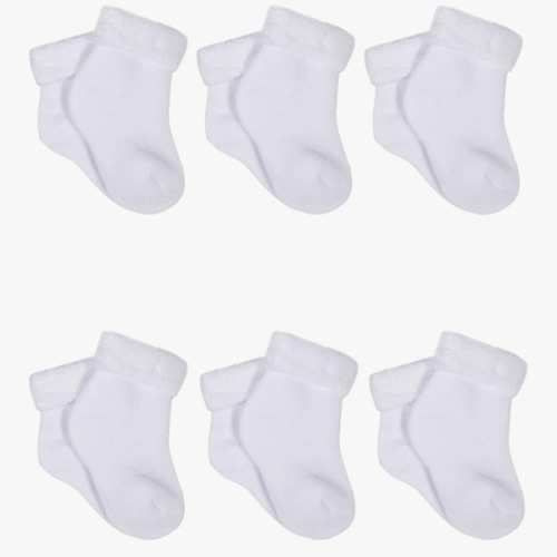 Gerber Baby 6-Pair Sock, White, 0-3 Months