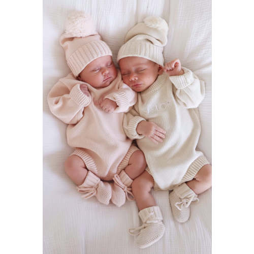 Knit Baby Booties in Tea Rose | Caden Lane