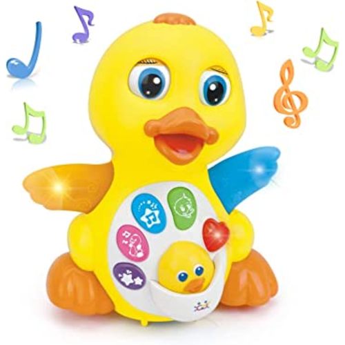 Woby Musical Duck Toy, Baby Preschool Educational Learning Toy with Music and Lights,Infant Light Up Dancing for 1 Year Old Toddler
