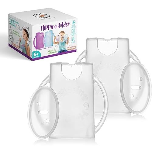 2-in-1 Baby Food Pouch & Juice Box Holder (2-Pack) - No-Squeeze, Food-Safe Container with Easy-Grab Handles & Lid Fits GoGo, Capri Sun, Juice, Yogurt, & More