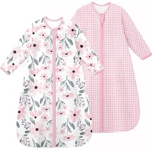 Yoofoss Baby Sleep Sack 0-6 Months Long Sleeve Wearable Blanket Baby 100% Organic Cotton 2-Way Zipper 0.5 Tog Newborn Sleeping Sack, Lightweight(Small)