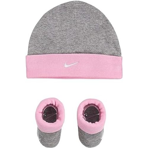 Nike Baby Futura Hat and Booties 2 Piece Set (Heather Grey(LN0052-042)/Pink, 0-6 Months)
