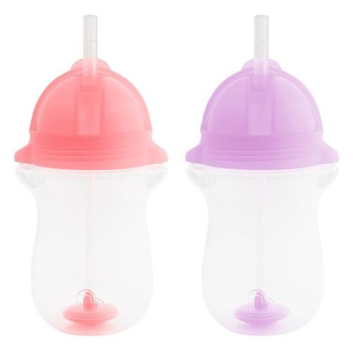 Munchkin 2pk Click Lock Weighted Straw Cup - 20oz - Pink/Orange