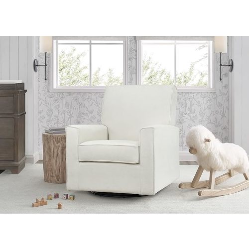 Delta Children Sophie Nursery Glider Swivel Chair with LiveSmart Performance Fabric Fabric, Light Cream