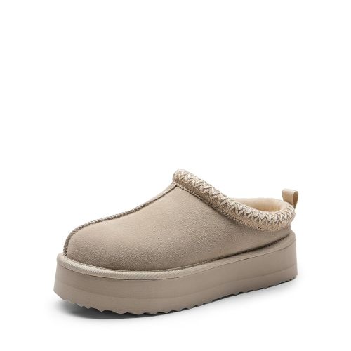 DREAM PAIRS Women's Slippers for Women Genuine Suede Platform Cozy FuzzyEasy Women's Platform Slip-on Slippers Winter Fluffy Warm Comfy Furry Shoes for Outdoor Indoor House