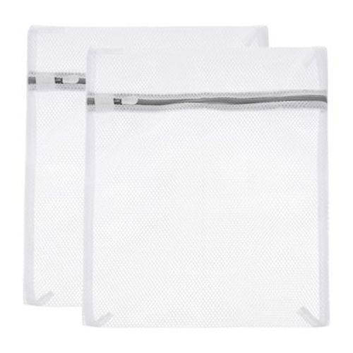 Unique Bargains Mesh Laundry Wash Bags With Zipper For Delicate Clothing 2 Pcs Gray 19.7"x23.6"