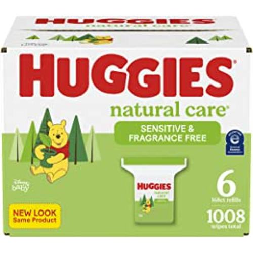 Huggies Natural Care, Lot de 1008 lingettes pour bébé sans parfum hypoallergéniques, 6 recharges
