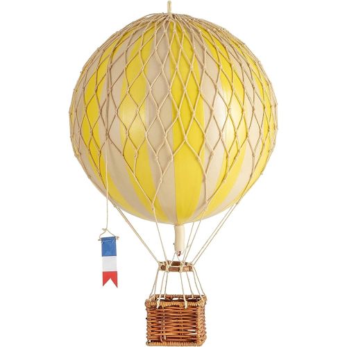 Authentic Models, Hot Air Balloon, Hanging Home Decor - 11.80 Inch Height, Historic Hot Air Balloon Model for Home Decor, Detailed Vintage Decorations to Hang from Ceiling - True Yellow
