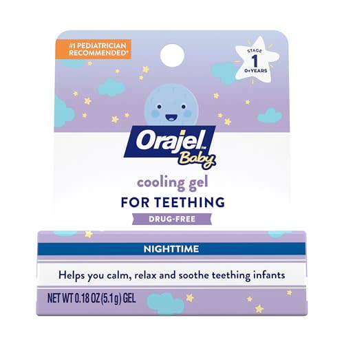 Orajel Baby Nighttime Cooling Gel for Teething, Drug-Free, #1 Pediatrician Recommended Brand for Teething*, One .18oz Tube