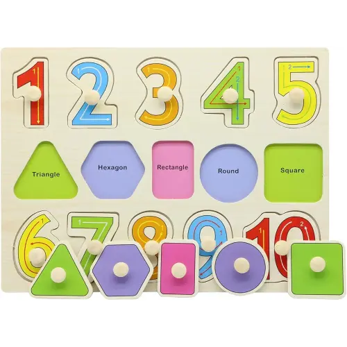 Wooden Jigsaw Peg Puzzle Board Toy Number Educational and Learning Puzzles Toy