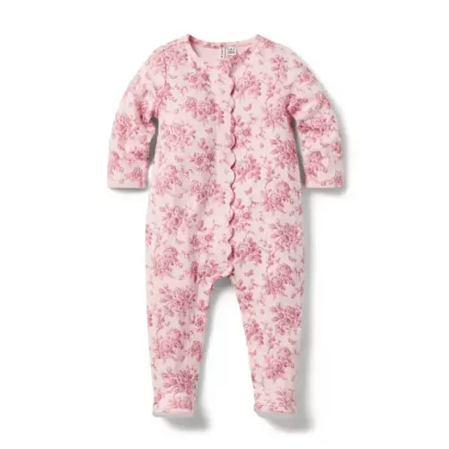 Baby Floral Toile Footed One-Piece
