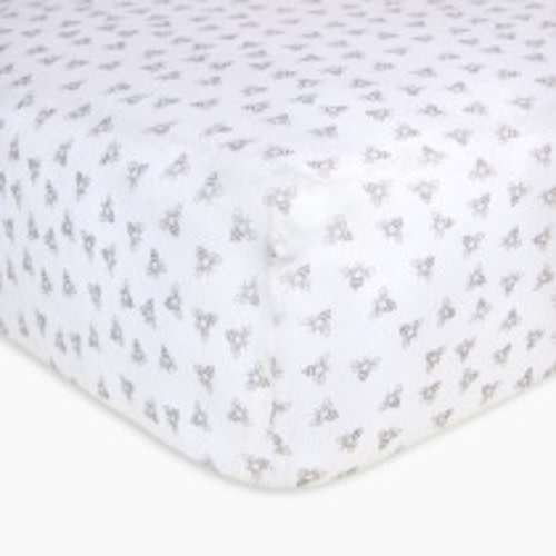 Burt's Bees Baby Organic Cotton Jersey Fitted Crib Sheet - Heather Grey Honeybee, 1